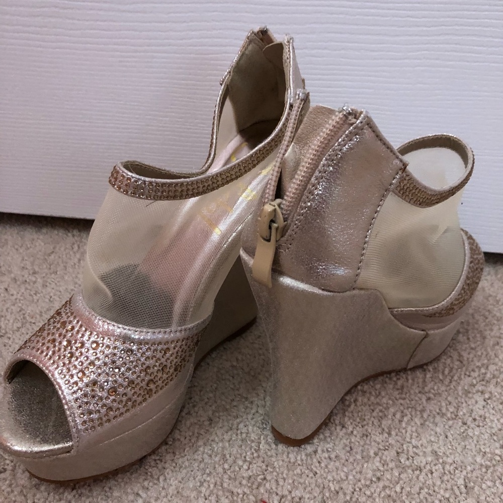 Champagne wedge shoes
